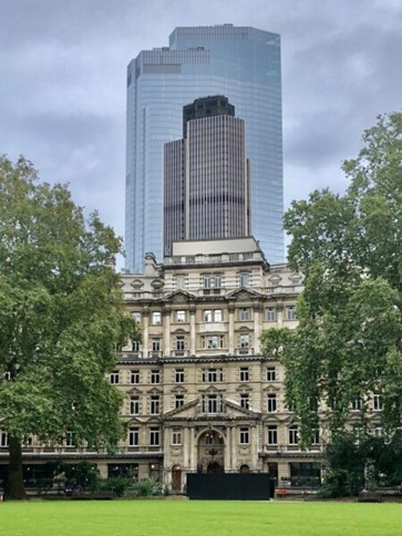 25 Finsbury Circus sits in front of Tower 42, once the tallest building in the UK, now overshadowed by 22 Bishopsgate. (Image credit: Photo by Hamish Champ.)